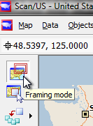 Click the framing mode button to draw an area for new study area