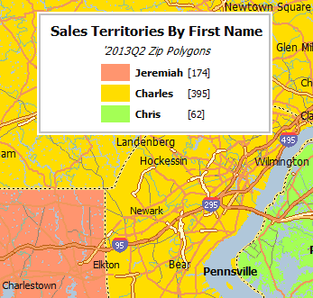 Sales territory by first name map